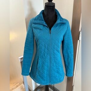 The North Face Caroluna Quilted Fleece Lined Jacket Full‎ Zip Long Length Teal S